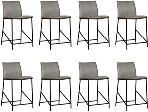 ShopX Leren barstoel favor laag, grijs leer, grijze keukenstoelen, grijs leer, grijze barkruk