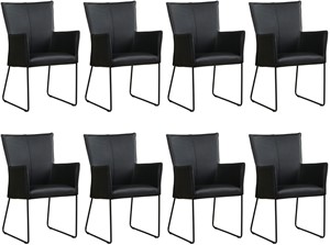ShopX Leren eetkamerstoel mate met armleuning, zwart leer, zwarte keukenstoelen