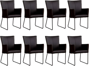 ShopX Leren eetkamerstoel mate met armleuning, bruin leer, bruine keukenstoelen