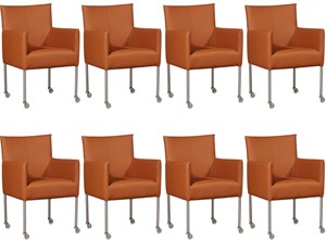 ShopX Leren eetkamerstoel desire, bruin leer, bruine keukenstoelen