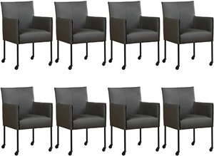 ShopX Leren eetkamerstoel more, grijs leer, grijze keukenstoelen
