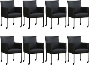 ShopX Leren eetkamerstoel more, zwart leer, zwarte keukenstoelen