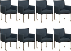 ShopX Leren eetkamerstoel desire, blauw leer, blauwe keukenstoelen
