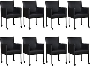 ShopX Leren eetkamerstoel desire, zwart leer, zwarte keukenstoelen