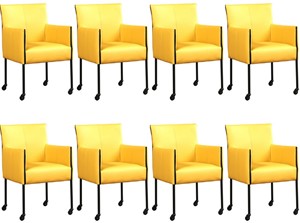 ShopX Leren eetkamerstoel more, geel leer, gele keukenstoelen