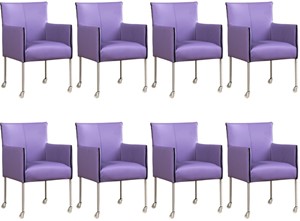 ShopX Leren eetkamerstoel more, paars leer, paarse keukenstoelen
