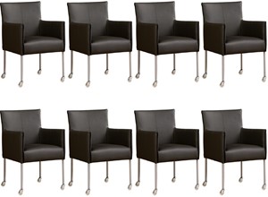 ShopX Leren eetkamerstoel more, grijs leer, grijze keukenstoelen