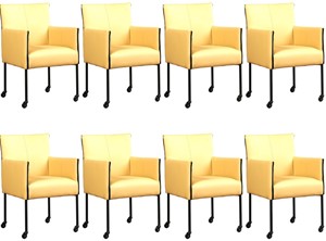 ShopX Leren eetkamerstoel more, geel leer, gele keukenstoelen