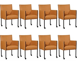 ShopX Leren eetkamerstoel more, bruin leer, bruine keukenstoelen