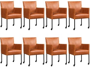 ShopX Leren eetkamerstoel desire, bruin leer, bruine keukenstoelen