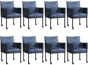 ShopX Leren eetkamerstoel more, blauw leer, blauwe keukenstoelen