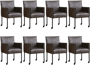 ShopX Leren eetkamerstoel more, grijs leer, grijze keukenstoelen