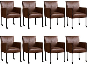 ShopX Leren eetkamerstoel more, bruin leer, bruine keukenstoelen