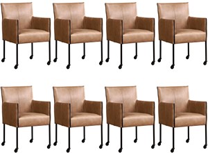 ShopX Leren eetkamerstoel more, bruin leer, bruine keukenstoelen