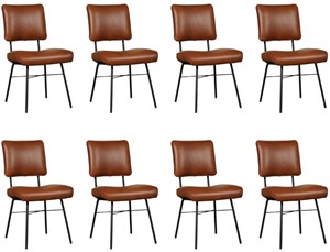ShopX Leren eetkamerstoel solid, bruin leer, bruine keukenstoelen