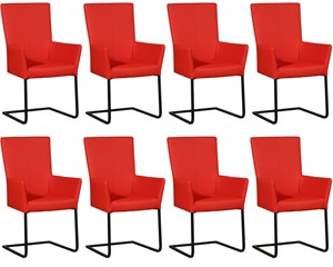 ShopX Leren eetkamerstoel dare met armleuning, rood leer, rode keukenstoelen