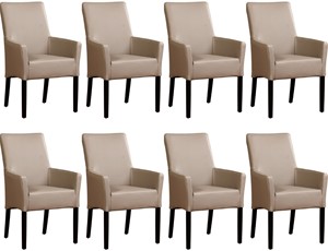 ShopX Leren eetkamerstoel just met armleuning, bruin leer, bruine keukenstoelen