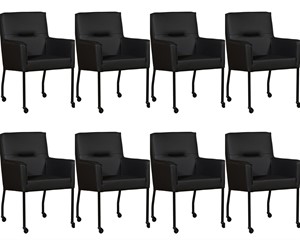 ShopX Leren eetkamerstoel lucky, zwart leer, zwarte keukenstoelen