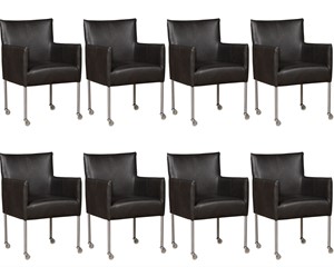 ShopX Leren eetkamerstoel desire, grijs leer, grijze keukenstoelen