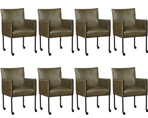 ShopX Leren eetkamerstoel desire, groen leer, groene keukenstoelen