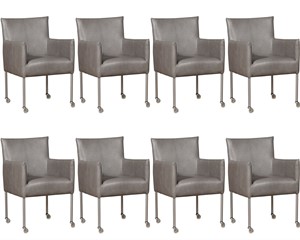 ShopX Leren eetkamerstoel desire, grijs leer, grijze keukenstoelen