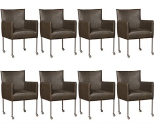 ShopX Leren eetkamerstoel desire, grijs leer, grijze keukenstoelen