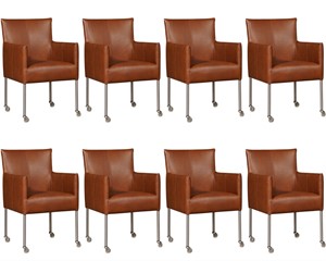 ShopX Leren eetkamerstoel desire, bruin leer, bruine keukenstoelen