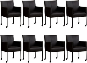 ShopX Leren eetkamerstoel more, zwart leer, zwarte keukenstoelen