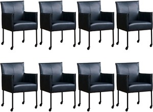 ShopX Leren eetkamerstoel more, blauw leer, blauwe keukenstoelen