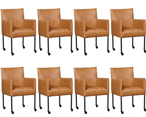 ShopX Leren eetkamerstoel desire, bruin leer, bruine keukenstoelen
