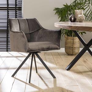LifestyleFurn Eetkamerstoel Thandie, Velvet, Draaibaar - Antraciet
