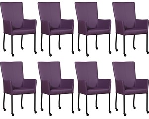 ShopX Leren eetkamerstoel deal met armleuning, paars leer, paarse keukenstoelen