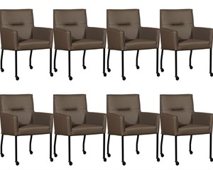 ShopX Leren eetkamerstoel lucky, bruin leer, bruine keukenstoelen