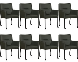 ShopX Leren eetkamerstoel lucky, groen leer, groene keukenstoelen