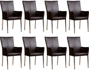 ShopX Leren eetkamerstoel daily met armleuning, bruin leer, bruine keukenstoelen