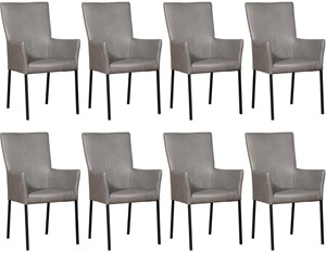 ShopX Leren eetkamerstoel daily met armleuning, grijs leer, grijze keukenstoelen