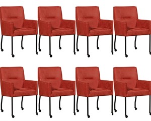 ShopX Leren eetkamerstoel lucky, rood leer, rode keukenstoelen