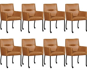 ShopX Leren eetkamerstoel lucky, bruin leer, bruine keukenstoelen