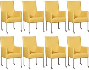 ShopX Leren eetkamerstoel spark, geel leer, gele keukenstoelen