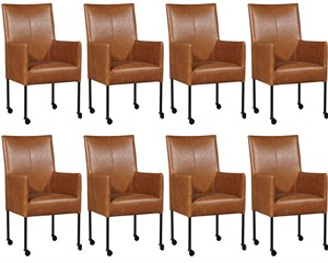 ShopX Leren eetkamerstoel spark, bruin leer, bruine keukenstoelen
