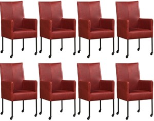 ShopX Leren eetkamerstoel spark, rood leer, rode keukenstoelen