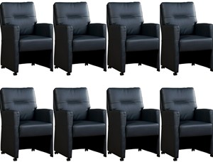 ShopX Leren eetkamerfauteuil sharp, blauw leer, blauwe keukenstoelen
