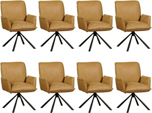 ShopX Leren eetkamerstoel elite, bruin leer, bruine keukenstoelen