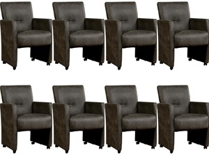 ShopX Leren eetkamerfauteuil pleasure, grijs leer, grijze keukenstoelen