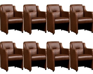 ShopX Leren eetkamerfauteuil mass, bruin leer, bruine keukenstoelen