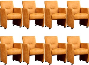 ShopX Leren eetkamerfauteuil pleasure, bruin leer, bruine keukenstoelen
