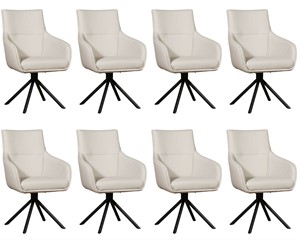 ShopX Leren eetkamerstoel fancy, crème leer, crème keukenstoelen