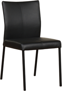 SHOPX HUISCOLLECTIE Set van 4 zwarte leren eetkamerstoelen Basic Toledo Leer Nero poot zwart