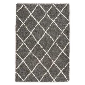 Boho&me Hoogpolig vloerkleed ruiten Habitat - grijs|wit - 80x200 cm
