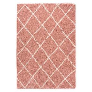 Boho&me Hoogpolig vloerkleed ruiten Habitat - roze|wit - 120x170 cm